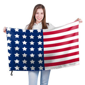 Флаг 3D с принтом USA Flag , 100% полиэстер | плотность ткани — 95 г/м2, размер — 67 х 109 см. Принт наносится с одной стороны | star | usa | америка | белый | звезды | красный | линии | полосы | популярные | синий | сша | триколор | туристические | флаг | цвет | штаты