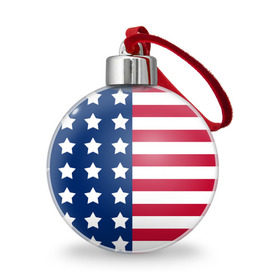 Ёлочный шар с принтом USA Flag , Пластик | Диаметр: 77 мм | star | usa | америка | белый | звезды | красный | линии | полосы | популярные | синий | сша | триколор | туристические | флаг | цвет | штаты