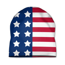 Шапка 3D с принтом USA Flag , 100% полиэстер | универсальный размер, печать по всей поверхности изделия | Тематика изображения на принте: star | usa | америка | белый | звезды | красный | линии | полосы | популярные | синий | сша | триколор | туристические | флаг | цвет | штаты