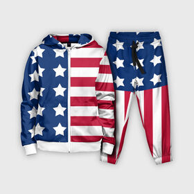 Детский костюм 3D с принтом USA FLAG  АМЕРИКАНСКИЙ ФЛАГ ,  |  | star | usa | америка | белый | звезды | красный | линии | полосы | популярные | синий | сша | триколор | туристические | флаг | цвет | штаты