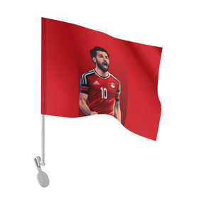 Флаг для автомобиля с принтом Мохамед Салах , 100% полиэстер | Размер: 30*21 см | mohamed salah ghaly | ливерпуль | мохаммед салах хамед гали | сборная египта | спорт | футбол