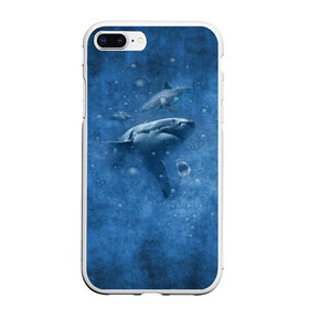 Чехол для iPhone 7Plus/8 Plus матовый с принтом Shark , Силикон | Область печати: задняя сторона чехла, без боковых панелей | fish | ocean | акула | вода | животные | море | океан | рыба | челюсти