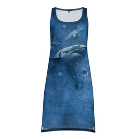 Платье-майка 3D с принтом Shark , 100% полиэстер | полуприлегающий силуэт, широкие бретели, круглый вырез горловины, удлиненный подол сзади. | fish | ocean | акула | вода | животные | море | океан | рыба | челюсти