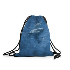 Рюкзак-мешок 3D с принтом Shark , 100% полиэстер | плотность ткани — 200 г/м2, размер — 35 х 45 см; лямки — толстые шнурки, застежка на шнуровке, без карманов и подкладки | Тематика изображения на принте: fish | ocean | акула | вода | животные | море | океан | рыба | челюсти