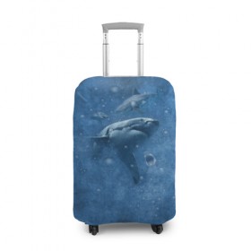 Чехол для чемодана 3D с принтом Shark , 86% полиэфир, 14% спандекс | двустороннее нанесение принта, прорези для ручек и колес | fish | ocean | акула | вода | животные | море | океан | рыба | челюсти