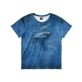 Детская футболка 3D с принтом Shark , 100% гипоаллергенный полиэфир | прямой крой, круглый вырез горловины, длина до линии бедер, чуть спущенное плечо, ткань немного тянется | Тематика изображения на принте: fish | ocean | акула | вода | животные | море | океан | рыба | челюсти