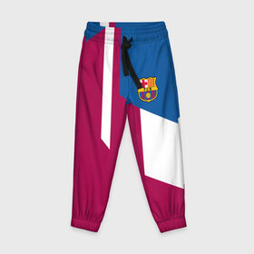 Детские брюки 3D с принтом FC Barcelona 2018 , 100% полиэстер | манжеты по низу, эластичный пояс регулируется шнурком, по бокам два кармана без застежек, внутренняя часть кармана из мелкой сетки | fc | барселона | эмблема
