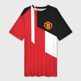 Платье-футболка 3D с принтом Manchester United 2018 New ,  |  | emirates | fc | manchester united | абстракция | геометрия | зож | клуб | линии | манчестер юнайтед | модные | мяч | россии | спорт | спортивные | стиль | тренды | футбол | футбольный клуб | экстрим | эмблема