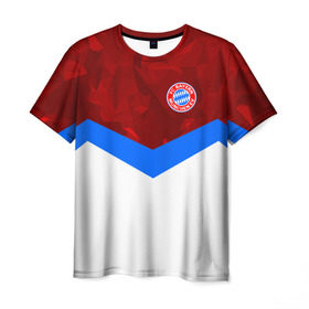 Мужская футболка 3D с принтом ФК Бавария 2018 , 100% полиэфир | прямой крой, круглый вырез горловины, длина до линии бедер | bayern | fly fc | абстракция | бавария | геометрия | спорт | футбольный клуб
