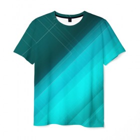 Мужская футболка 3D с принтом Turquoise , 100% полиэфир | прямой крой, круглый вырез горловины, длина до линии бедер | Тематика изображения на принте: абстракция | бирюза | геометрия | линия | текстура