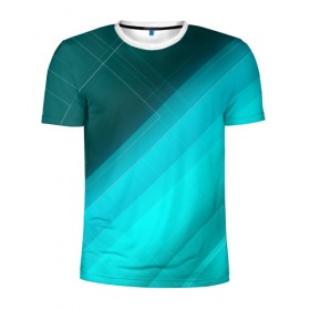 Мужская футболка 3D спортивная с принтом Turquoise , 100% полиэстер с улучшенными характеристиками | приталенный силуэт, круглая горловина, широкие плечи, сужается к линии бедра | Тематика изображения на принте: абстракция | бирюза | геометрия | линия | текстура