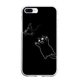 Чехол для iPhone 7Plus/8 Plus матовый с принтом Cat Monster , Силикон | Область печати: задняя сторона чехла, без боковых панелей | cat | halloween | арт | животные | кот | котик | кошки | монстр | мышь | праздник | хэллоуин | черно белый