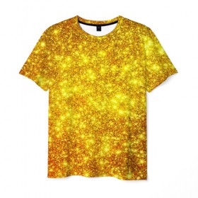 Мужская футболка 3D с принтом Золотой блеск , 100% полиэфир | прямой крой, круглый вырез горловины, длина до линии бедер | abstraction | gold | rich | texture | богатство | золотая абстракция | золото | кубики | текстура