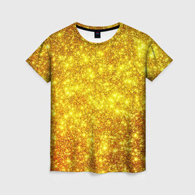 Женская футболка 3D с принтом Золотой блеск , 100% полиэфир ( синтетическое хлопкоподобное полотно) | прямой крой, круглый вырез горловины, длина до линии бедер | abstraction | gold | rich | texture | богатство | золотая абстракция | золото | кубики | текстура