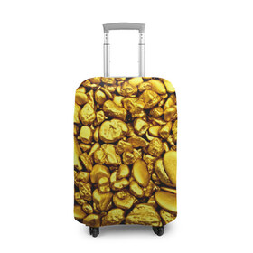 Чехол для чемодана 3D с принтом Золотые камешки , 86% полиэфир, 14% спандекс | двустороннее нанесение принта, прорези для ручек и колес | abstraction | gold | rich | texture | богатство | золотая абстракция | золото | кубики | текстура
