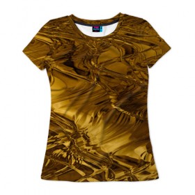 Женская футболка 3D с принтом Gold abstraction , 100% полиэфир ( синтетическое хлопкоподобное полотно) | прямой крой, круглый вырез горловины, длина до линии бедер | 