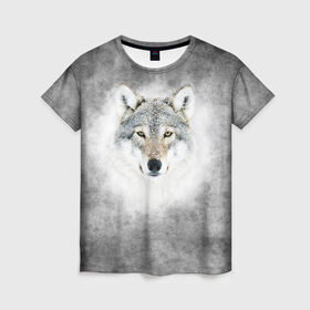 Женская футболка 3D с принтом Wolf , 100% полиэфир ( синтетическое хлопкоподобное полотно) | прямой крой, круглый вырез горловины, длина до линии бедер | animal | snow | волк | животные | снег | хищник