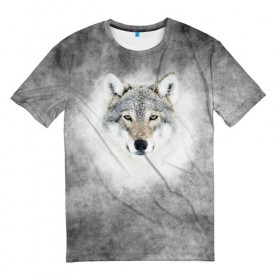 Мужская футболка 3D с принтом Wolf , 100% полиэфир | прямой крой, круглый вырез горловины, длина до линии бедер | animal | snow | волк | животные | снег | хищник