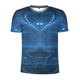 Мужская футболка 3D спортивная с принтом Blue fractal , 100% полиэстер с улучшенными характеристиками | приталенный силуэт, круглая горловина, широкие плечи, сужается к линии бедра | art | background | beautiful | color | festive | fractal | lines | photo | picture | smooth | strange | style