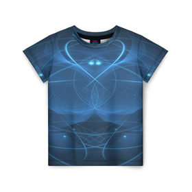 Детская футболка 3D с принтом Blue fractal , 100% гипоаллергенный полиэфир | прямой крой, круглый вырез горловины, длина до линии бедер, чуть спущенное плечо, ткань немного тянется | art | background | beautiful | color | festive | fractal | lines | photo | picture | smooth | strange | style