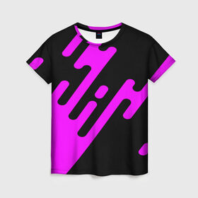 Женская футболка 3D с принтом Pink geometry , 100% полиэфир ( синтетическое хлопкоподобное полотно) | прямой крой, круглый вырез горловины, длина до линии бедер | abstraction | engine | pattern | абстракция | геометрия | графики | движение | краска | текстура | чертежи | штрихи