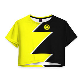 Женская футболка 3D укороченная с принтом Borussia Dortmund 2018 Storm , 100% полиэстер | круглая горловина, длина футболки до линии талии, рукава с отворотами | боруссия | дортмунд