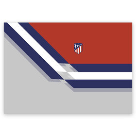 Поздравительная открытка с принтом Атлетико Мадрид 2018 , 100% бумага | плотность бумаги 280 г/м2, матовая, на обратной стороне линовка и место для марки
 | атлетико мадрид | полосы | эмблема