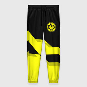 Женские брюки 3D с принтом FC Borussia Dortmund 2018 , полиэстер 100% | прямой крой, два кармана без застежек по бокам, с мягкой трикотажной резинкой на поясе и по низу штанин. В поясе для дополнительного комфорта — широкие завязки | боруссия | дортмунд