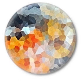 Значок с принтом Мозаика в блеске ,  металл | круглая форма, металлическая застежка в виде булавки | Тематика изображения на принте: abstraction | абстракция | геометрия | грани | линии | полигоны | розовый | сочетания | текстура | треугольники