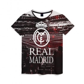 Женская футболка 3D с принтом REAL MADRID , 100% полиэфир ( синтетическое хлопкоподобное полотно) | прямой крой, круглый вырез горловины, длина до линии бедер | real madrid