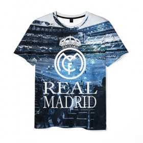 Мужская футболка 3D с принтом REAL MADRID3 , 100% полиэфир | прямой крой, круглый вырез горловины, длина до линии бедер | real madrid