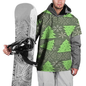 Накидка на куртку 3D с принтом Зелёные ёлочки , 100% полиэстер |  | new year | santa | дед мороз | елка | елочки | новогодний | новый год | рождество | сантаклаус | снег | снежинки