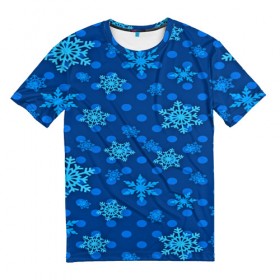 Мужская футболка 3D с принтом Снежинки 2018 , 100% полиэфир | прямой крой, круглый вырез горловины, длина до линии бедер | new year | santa | дед мороз | елка | елочки | новогодний | новый год | рождество | сантаклаус | снег | снежинки