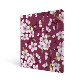 Холст квадратный с принтом Сакура , 100% ПВХ |  | vppdgryphon | арт | вишня | сакура | цветные | цветок | цветы | япония