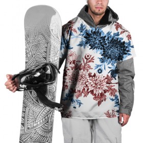 Накидка на куртку 3D с принтом Blue and Red , 100% полиэстер |  | Тематика изображения на принте: vppdgryphon | арт | краска | лес | пион | пионы | тропики | цветные | цветок | цветы