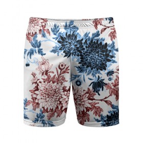 Мужские шорты 3D спортивные с принтом Blue and Red ,  |  | vppdgryphon | арт | краска | лес | пион | пионы | тропики | цветные | цветок | цветы