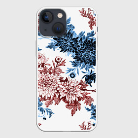 Чехол для iPhone 13 mini с принтом Blue and Red ,  |  | vppdgryphon | арт | краска | лес | пион | пионы | тропики | цветные | цветок | цветы