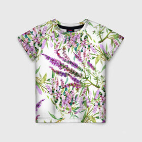 Детская футболка 3D с принтом Лаванда , 100% гипоаллергенный полиэфир | прямой крой, круглый вырез горловины, длина до линии бедер, чуть спущенное плечо, ткань немного тянется | Тематика изображения на принте: vppdgryphon | арт | лаванда | лес | тропики | франция | цветок | цветы