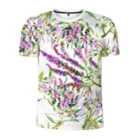 Мужская футболка 3D спортивная с принтом Лаванда , 100% полиэстер с улучшенными характеристиками | приталенный силуэт, круглая горловина, широкие плечи, сужается к линии бедра | Тематика изображения на принте: vppdgryphon | арт | лаванда | лес | тропики | франция | цветок | цветы
