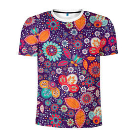 Мужская футболка 3D спортивная с принтом Цветочный взрыв , 100% полиэстер с улучшенными характеристиками | приталенный силуэт, круглая горловина, широкие плечи, сужается к линии бедра | Тематика изображения на принте: vppdgryphon | арт | взрыв | краска | тропики | цветные | цветок | цветочный | цветы