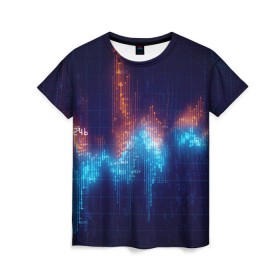 Женская футболка 3D с принтом Компьютерный код , 100% полиэфир ( синтетическое хлопкоподобное полотно) | прямой крой, круглый вырез горловины, длина до линии бедер | график | разноцветный | яркий