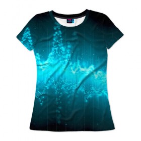 Женская футболка 3D с принтом Большая волна , 100% полиэфир ( синтетическое хлопкоподобное полотно) | прямой крой, круглый вырез горловины, длина до линии бедер | abstract | abstraction | engine | абстракция | геометрия | графики | движение | текстуры | чертежи