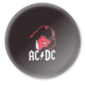 Значок с принтом Чёрт AC/DC ,  металл | круглая форма, металлическая застежка в виде булавки | Тематика изображения на принте: ac dc | acdc | ангус янг | блюз рок | крис слэйд | рок группа | рок н ролл | стиви янг | хард рок | эксл роуз