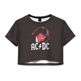 Женская футболка 3D укороченная с принтом Чёрт AC/DC , 100% полиэстер | круглая горловина, длина футболки до линии талии, рукава с отворотами | ac dc | acdc | ангус янг | блюз рок | крис слэйд | рок группа | рок н ролл | стиви янг | хард рок | эксл роуз