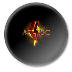 Значок с принтом AC/DC огонь ,  металл | круглая форма, металлическая застежка в виде булавки | ac dc | acdc | ангус янг | блюз рок | крис слэйд | надпись | рок группа | рок н ролл | стиви янг | хард рок | эксл роуз