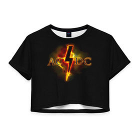 Женская футболка 3D укороченная с принтом AC/DC огонь , 100% полиэстер | круглая горловина, длина футболки до линии талии, рукава с отворотами | ac dc | acdc | ангус янг | блюз рок | крис слэйд | надпись | рок группа | рок н ролл | стиви янг | хард рок | эксл роуз