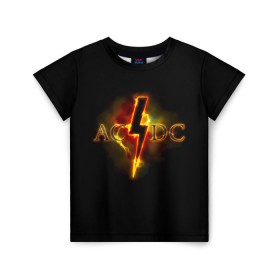 Детская футболка 3D с принтом AC/DC огонь , 100% гипоаллергенный полиэфир | прямой крой, круглый вырез горловины, длина до линии бедер, чуть спущенное плечо, ткань немного тянется | ac dc | acdc | ангус янг | блюз рок | крис слэйд | надпись | рок группа | рок н ролл | стиви янг | хард рок | эксл роуз
