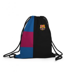 Рюкзак-мешок 3D с принтом FC Barcelona Black Version , 100% полиэстер | плотность ткани — 200 г/м2, размер — 35 х 45 см; лямки — толстые шнурки, застежка на шнуровке, без карманов и подкладки | 