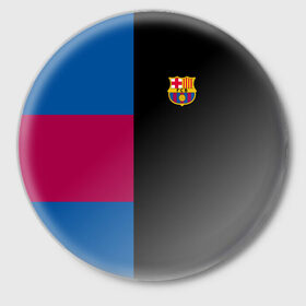Значок с принтом FC Barcelona Black Version ,  металл | круглая форма, металлическая застежка в виде булавки | 