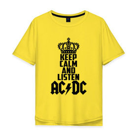 Мужская футболка хлопок Oversize с принтом Keep calm and listen AC/DC , 100% хлопок | свободный крой, круглый ворот, “спинка” длиннее передней части | Тематика изображения на принте: ac dc | acdc | австралийская | альбом | ангус янг | блюз рок | гитара | головы | группа | крис слэйд | музыканты | надпись | певцы | рок | рок н ролл | стиви янг | хард рок | эксл роуз